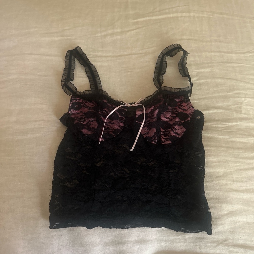 Y2K Black and Pink Lace Cami